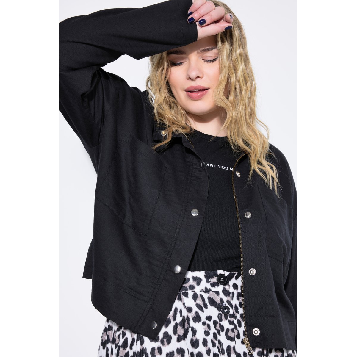 Veste en lin mélangé, coupe Boxy Shape noir, STUDIO UNTOLD
