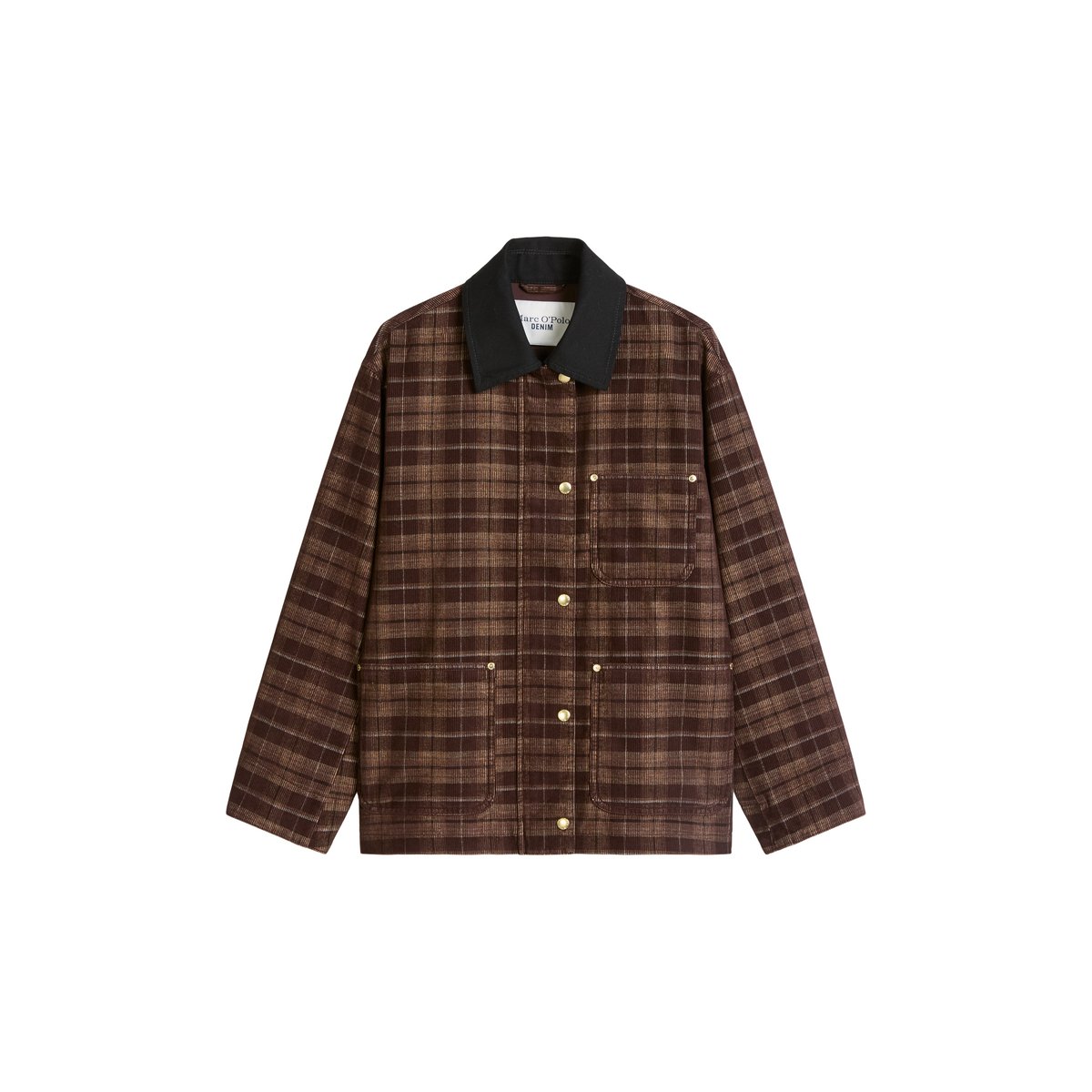 Veste de ferme en velours côtelé à carreaux, coupe régulière en pur coton biologique marron, MARC O’POLO DENIM