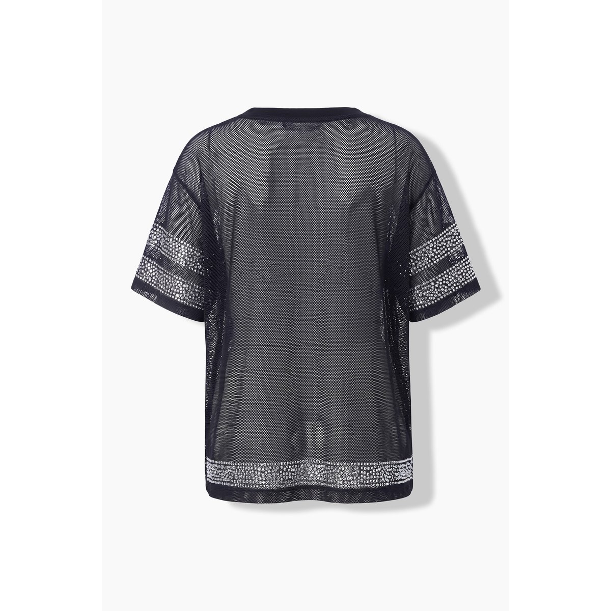 Maillot, t-shirt, mesh oversize, strass noir, ULLA POPKEN