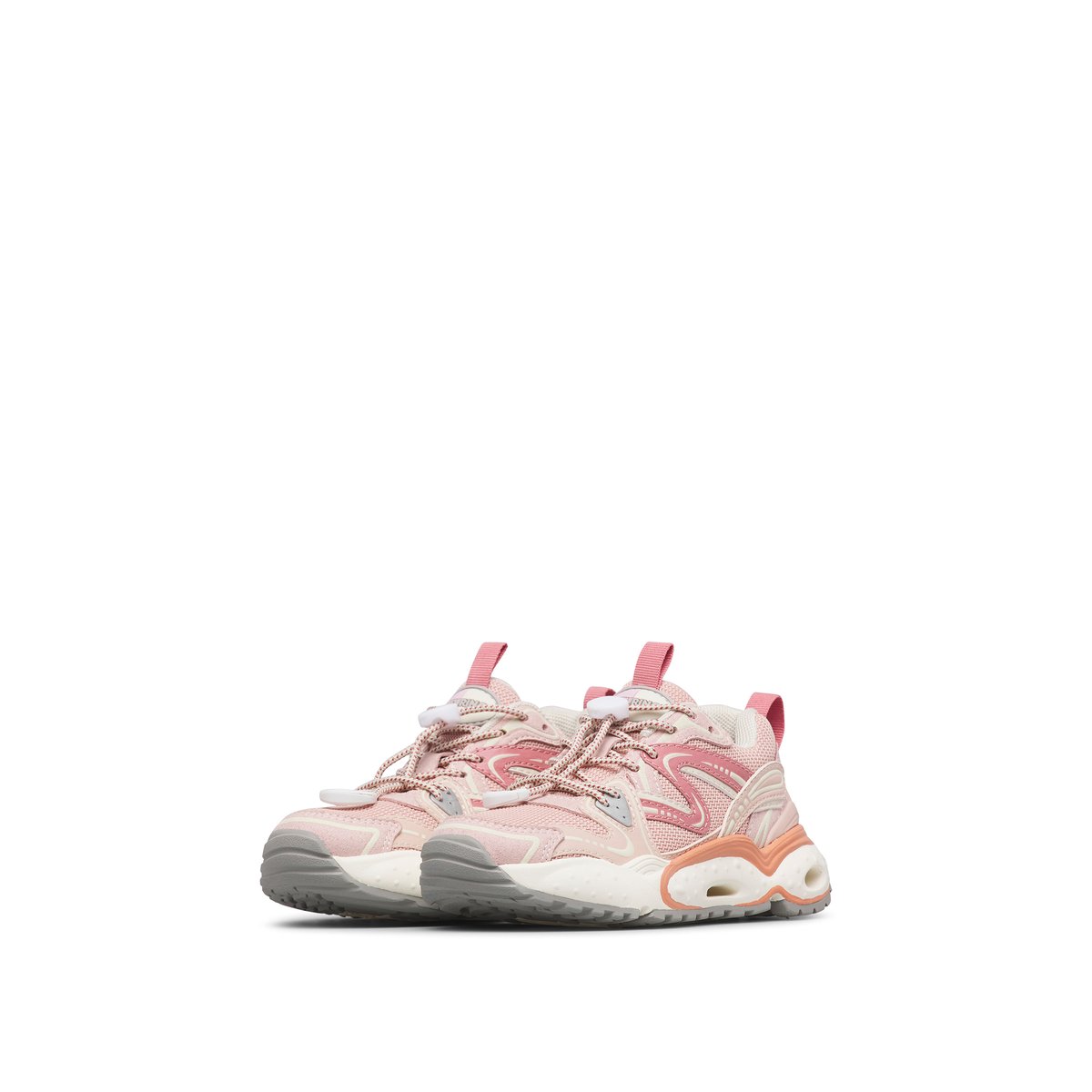 Sneakers en écopelle et tissu FLYNER. rose poudré-blanc, NATURINO