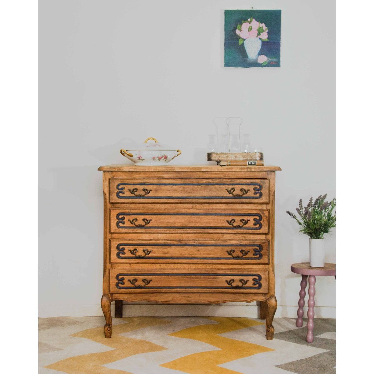 Commode en chêne Garance N°733 - Bon état bois foncé, DEBONGOUT