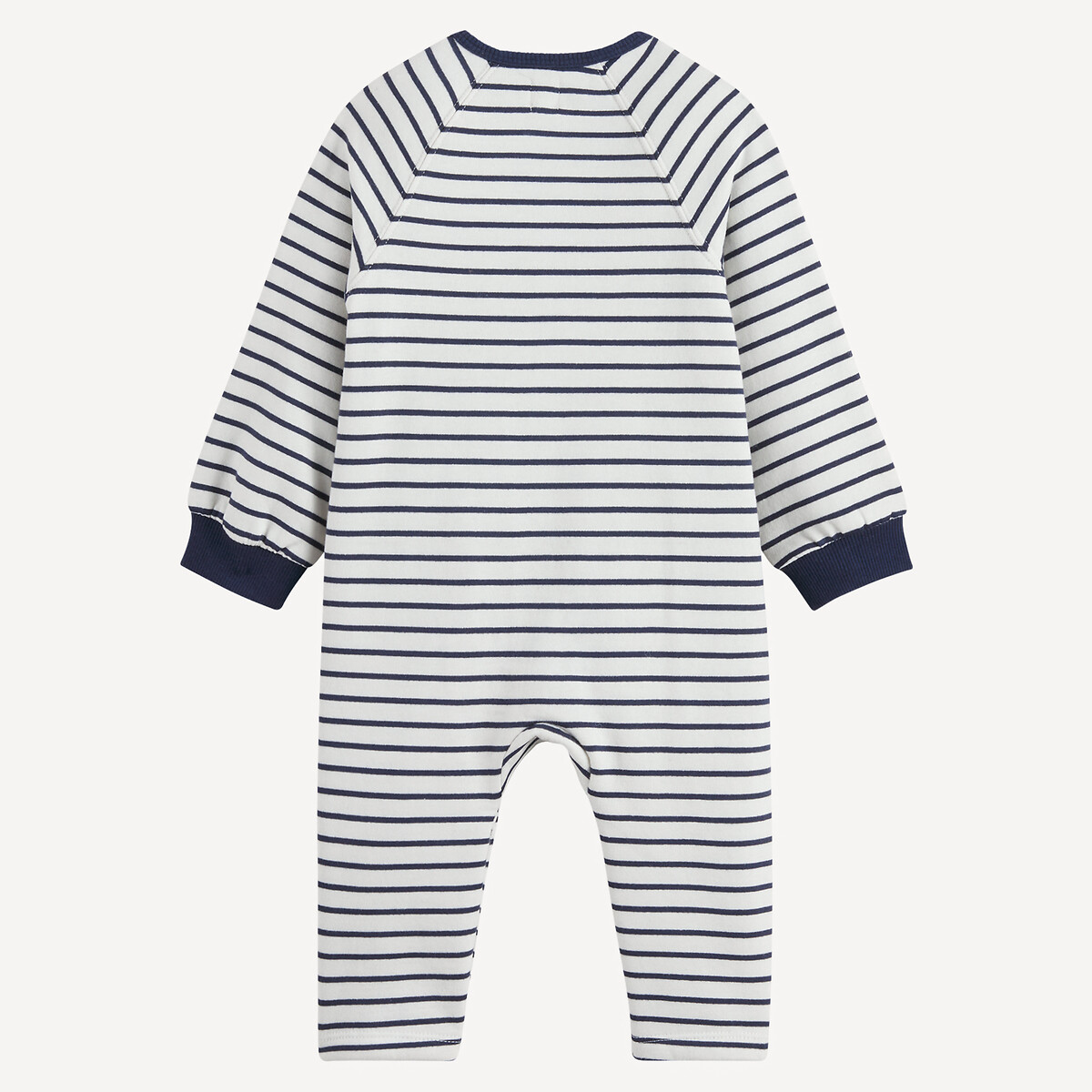 Gestreifter Babyoverall, aus Fleece mit Tasche weiss/marine, LA REDOUTE COLLECTIONS