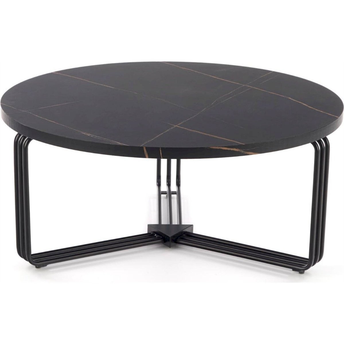 Table basse ronde en métal collection DENSURE noir effet marbre, RECOLLECTION