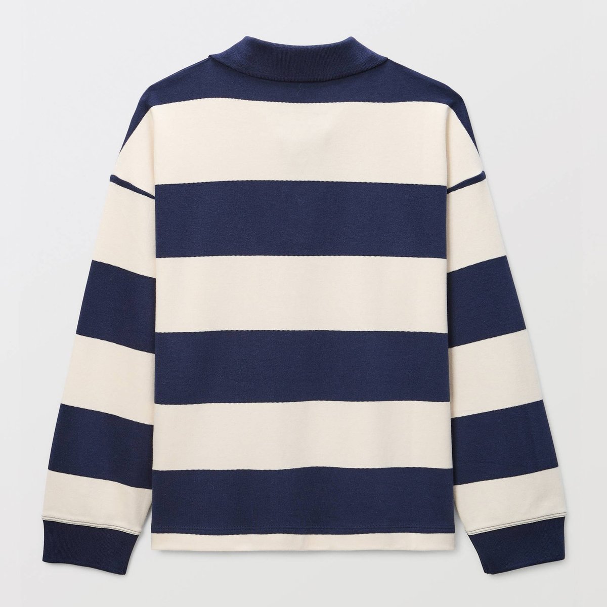 Polo manches longues rayé contenant du coton BIO GOTS marine, MONOPRIX