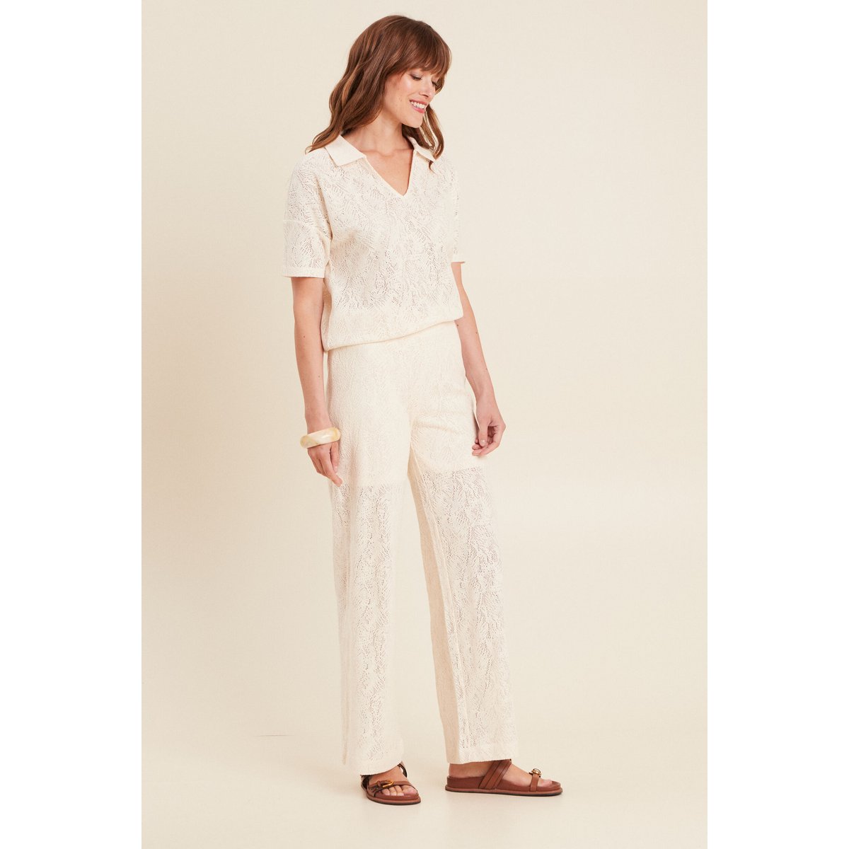 Pantalon crochet femme ecru, BREAL