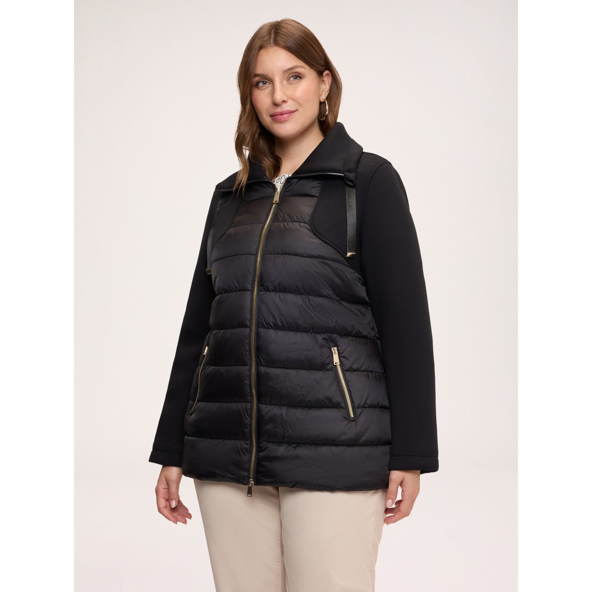 Veste matelassée à col montant noir, FIORELLA RUBINO