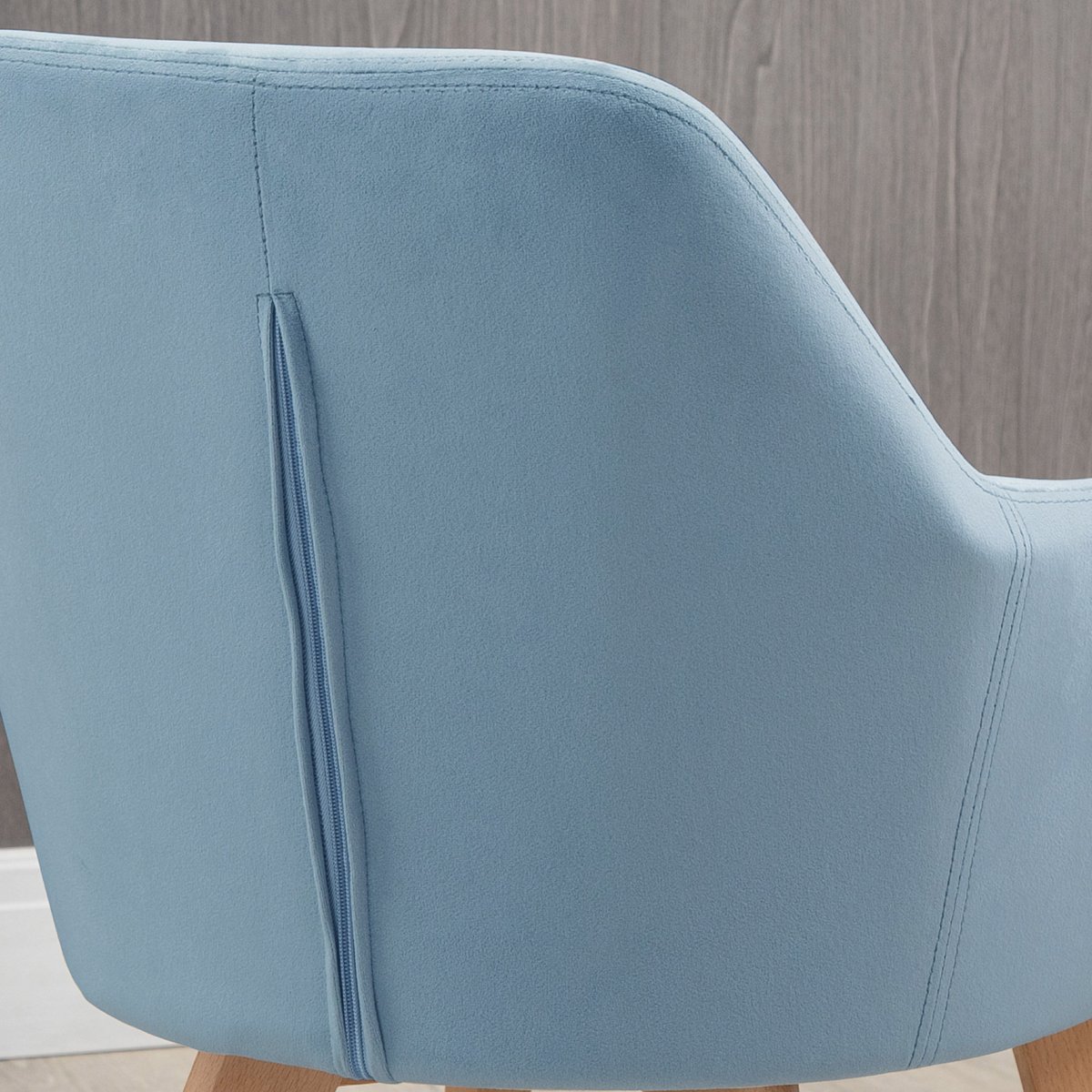 Tissu polyester effet velours Bleu bleu, bois clair, HOMCOM