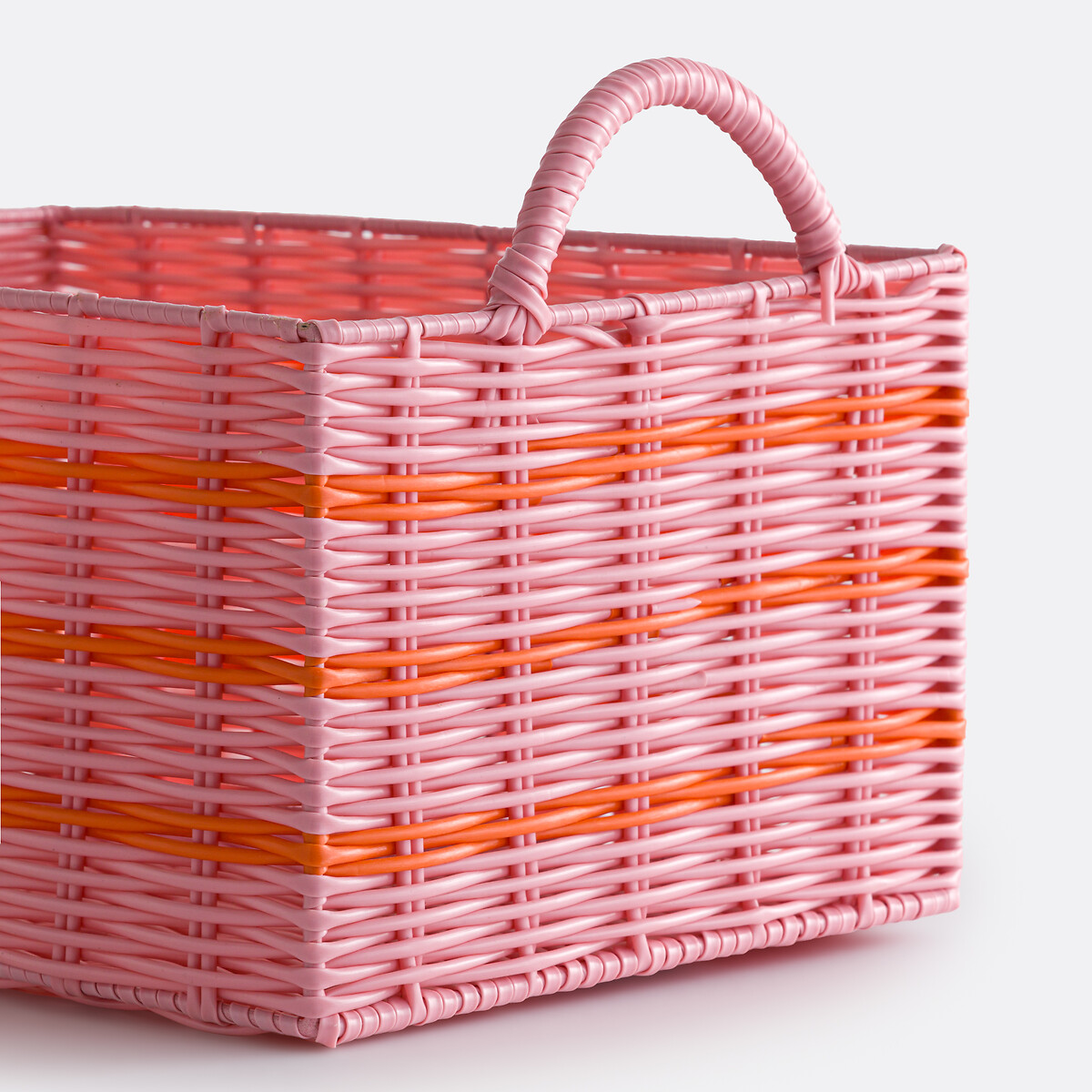 Lot de 2 paniers en scoubidou tressé, CAMY rose/orange, LA REDOUTE INTERIEURS