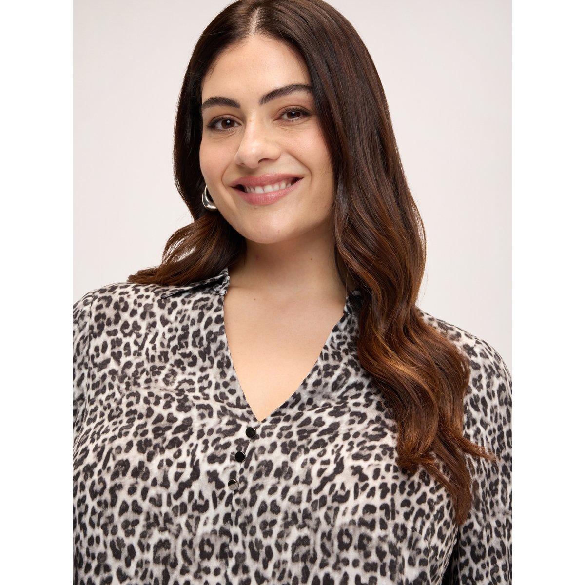 Blouse à imprimé animalier gris, FIORELLA RUBINO