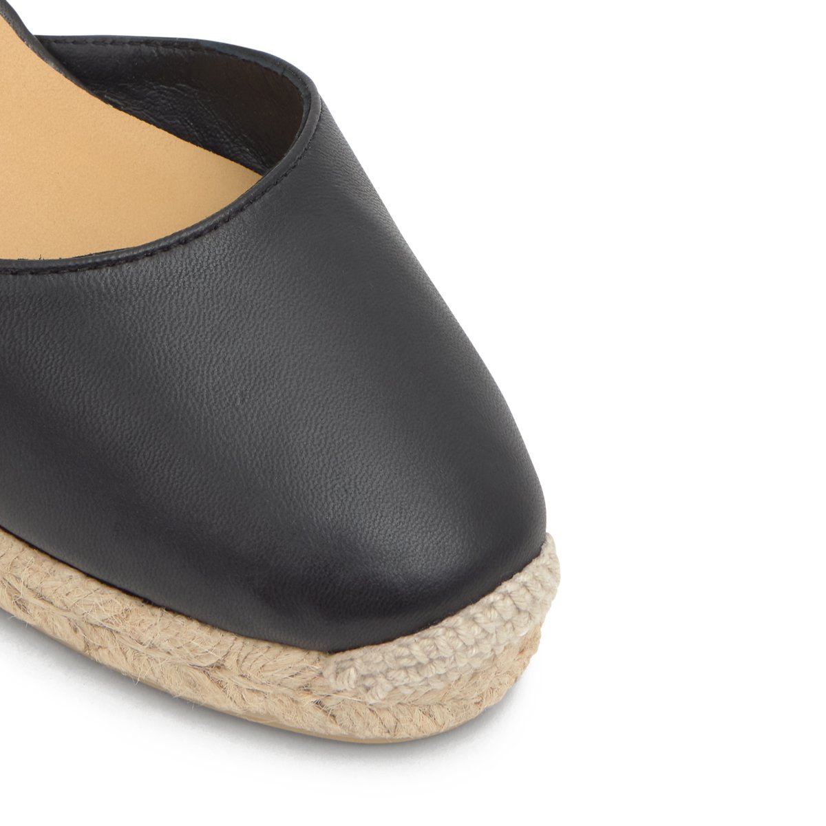 Espadrilles compensées en cuir à lacets avec plateforme tressée CARINA PLATFORM noir, CASTANER