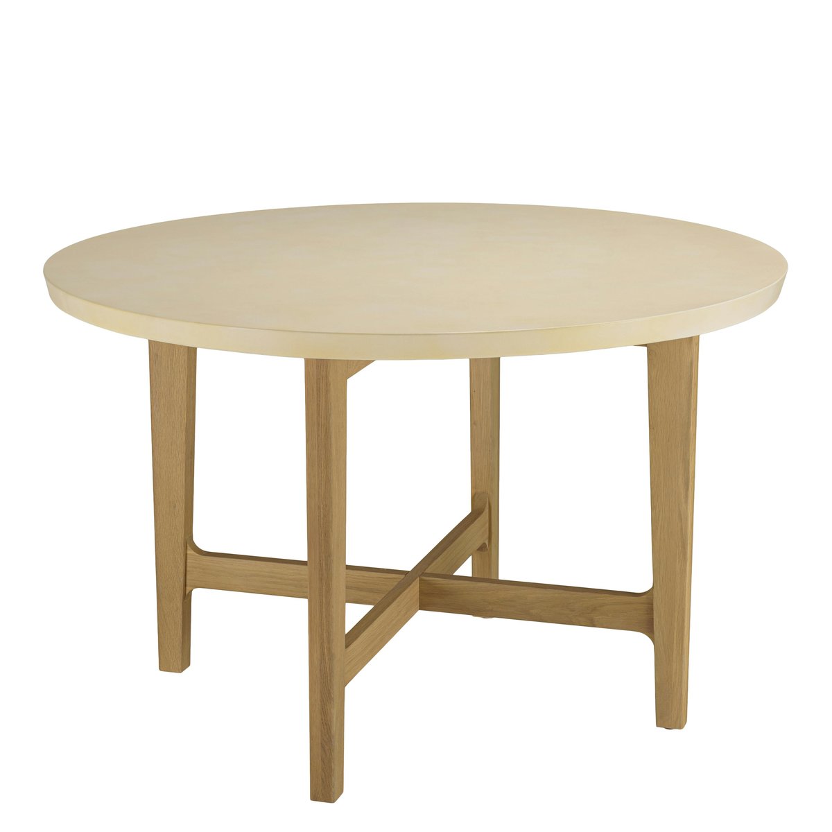 Table à manger ronde 120 cm plateau béton beige BRASILIA beige, PIER IMPORT
