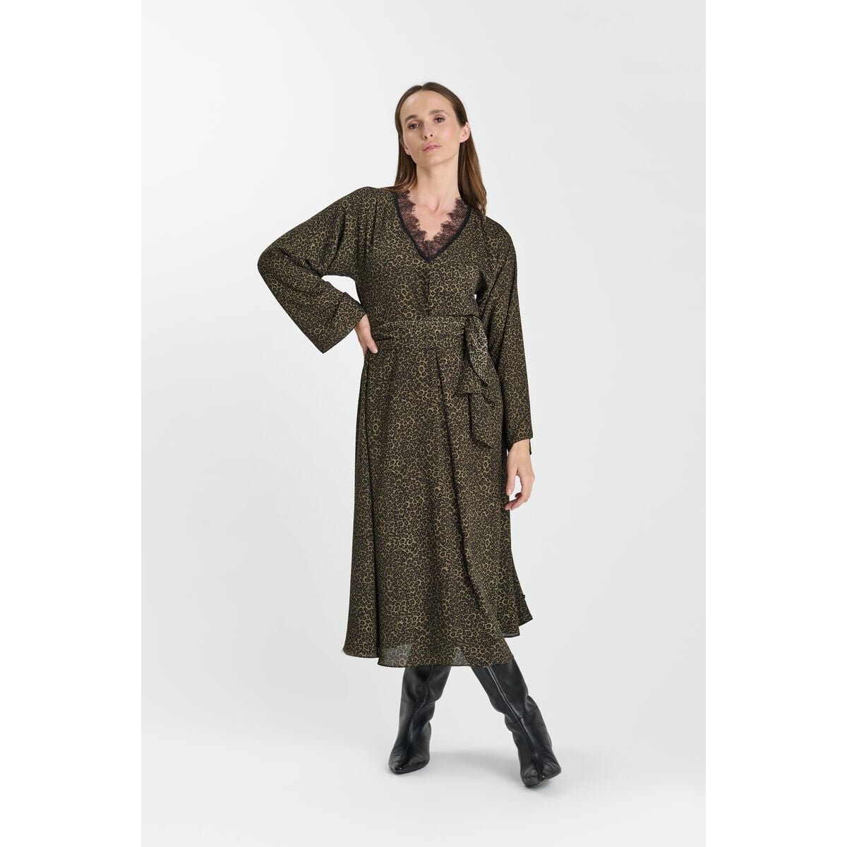 Robe longue droite YVETTE moss, LE TEMPS DES CERISES