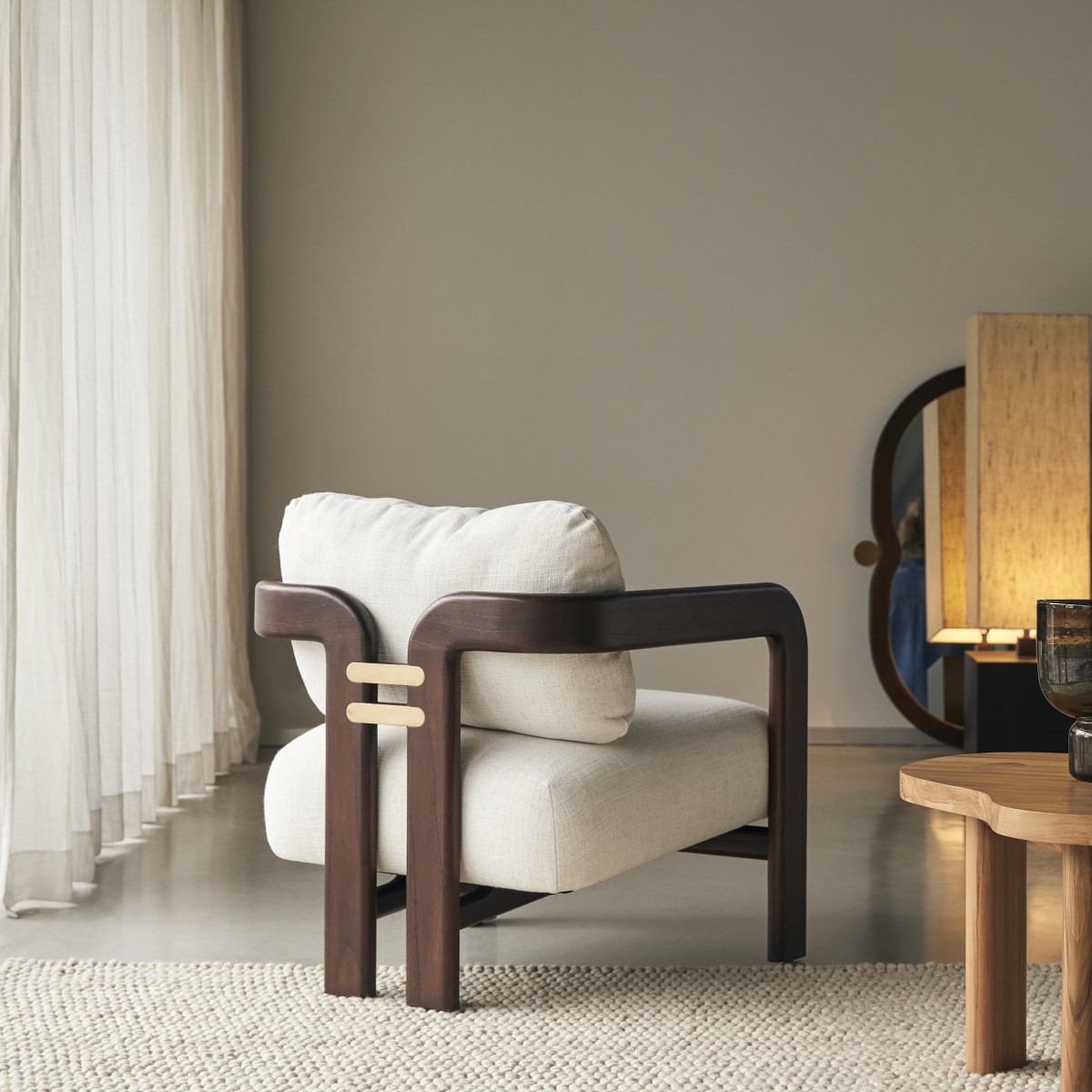 Fauteuil en Tissu massif, CHARLIE beige, TIKAMOON