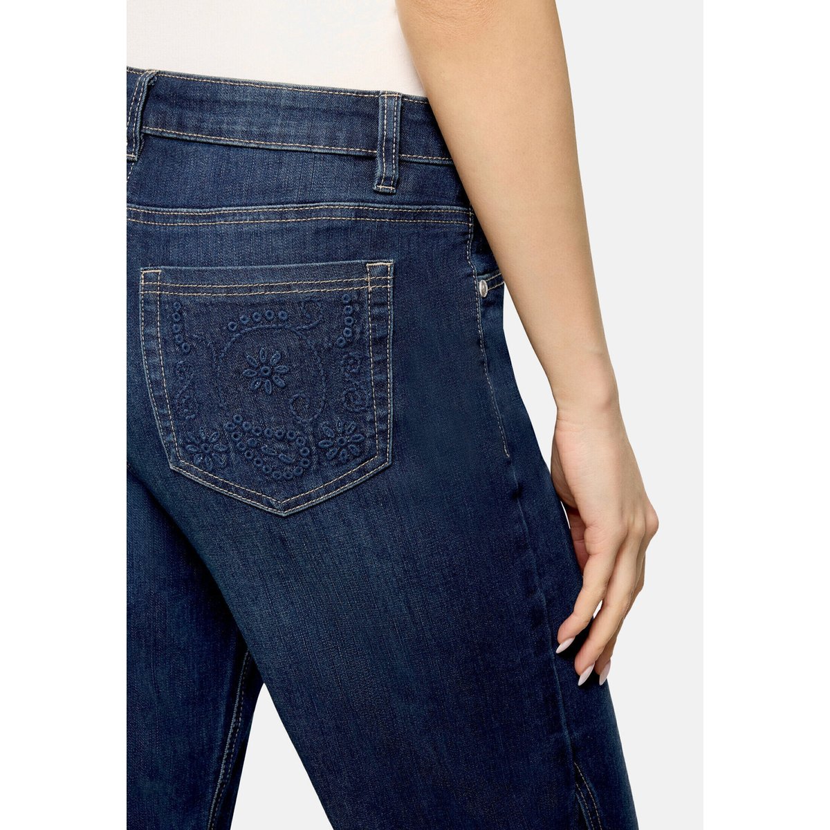Pantalon casual unicolore dark blue denim, BETTY BARCLAY