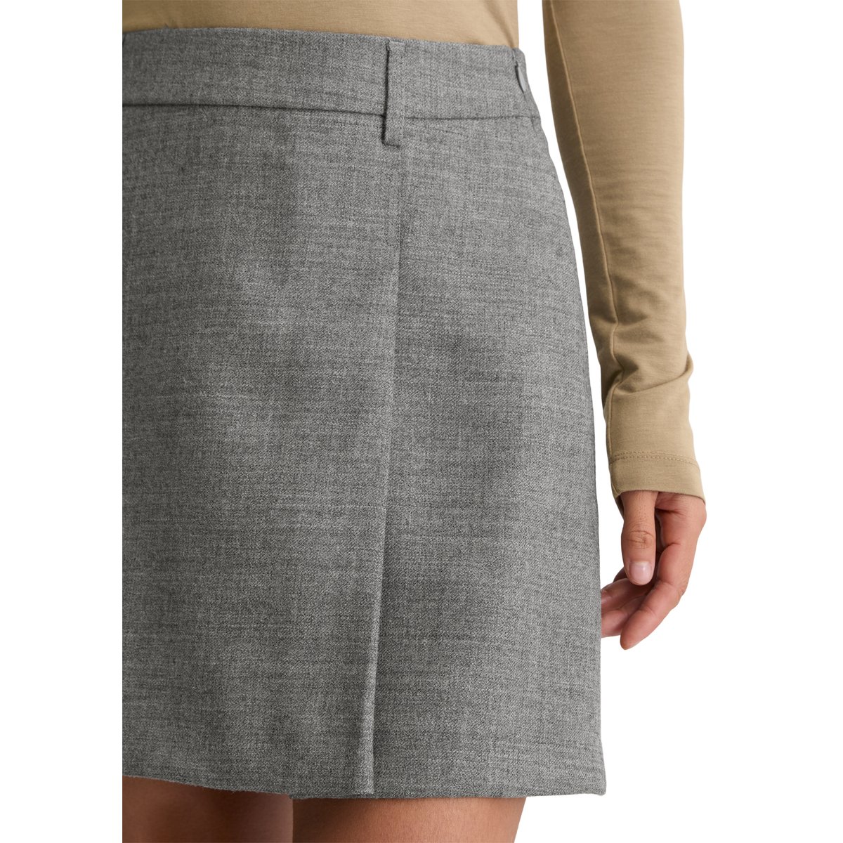 Jupe courte avec détail de plis en pure laine gris, MARC O'POLO