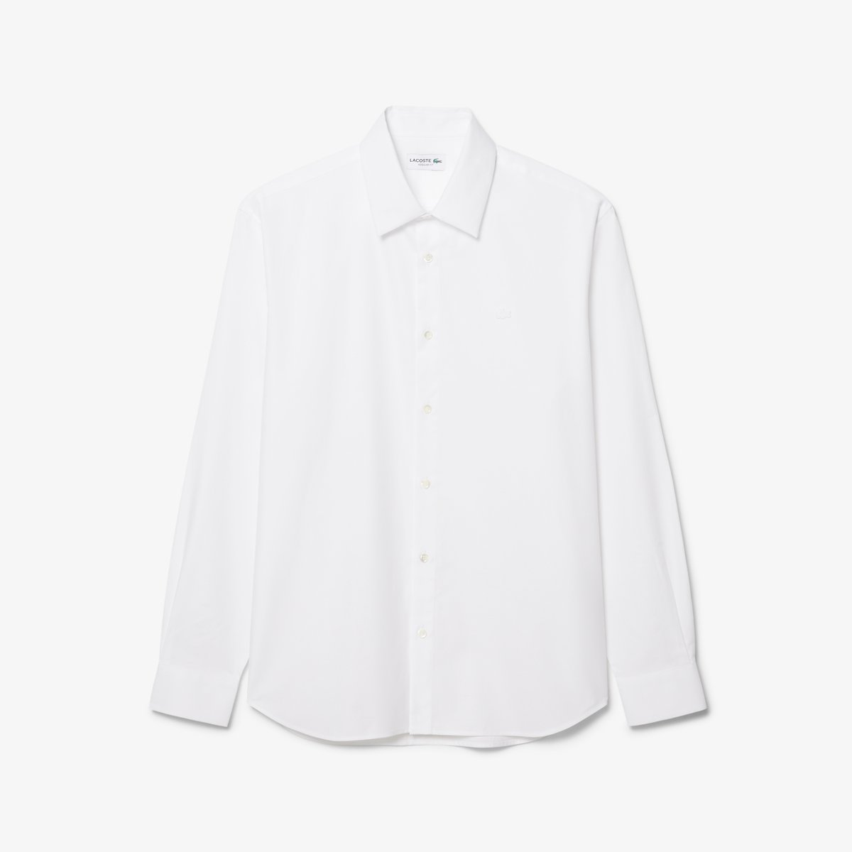 Chemise coton texturé regular fit blanc-001, LACOSTE