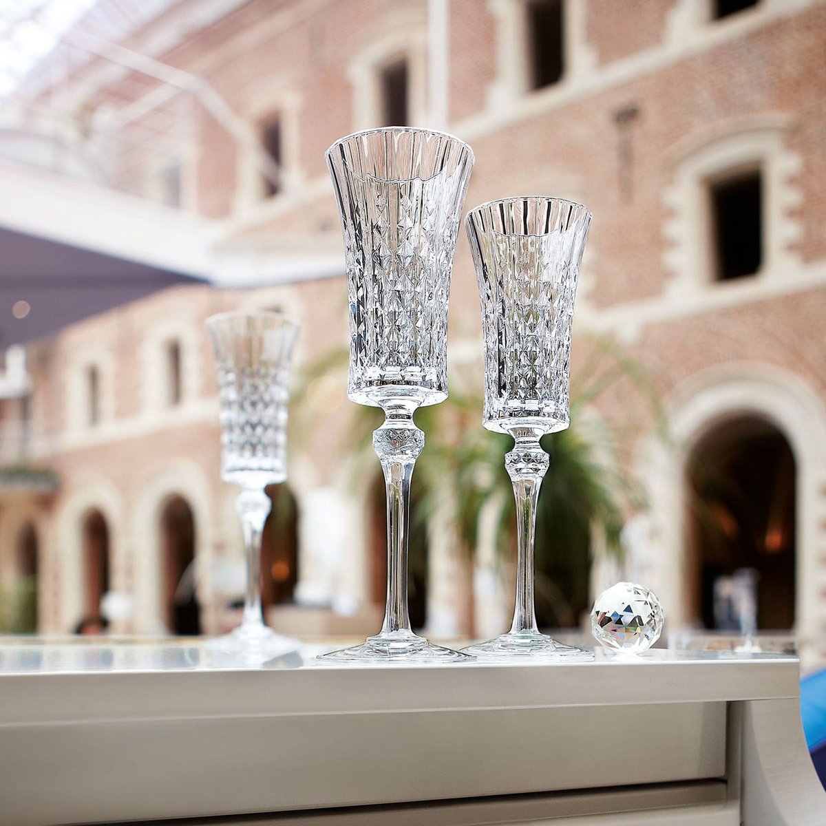6 flûtes à Champagne 15cl -LADY DIAMOND transparent, CRISTAL D ARQUES
