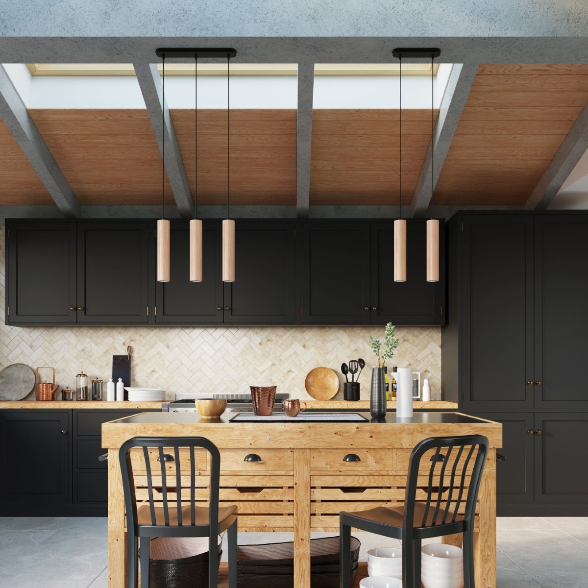 Suspension Bois Bois Naturel GU10 3 Lino marron, EDEN
