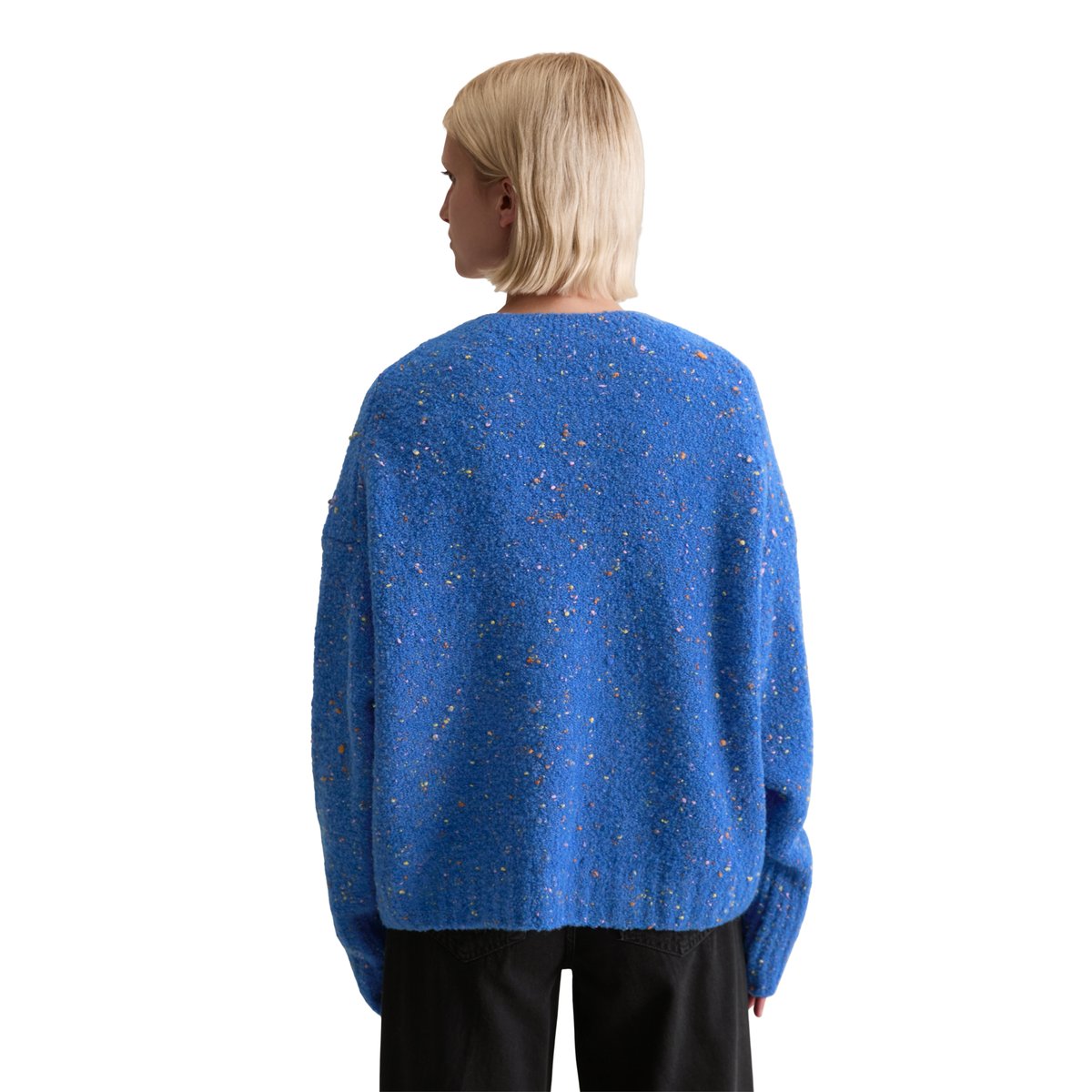 Pull bouclé oversize en mélange de laine vierge et de viscose bleu moyen, MARC O’POLO DENIM