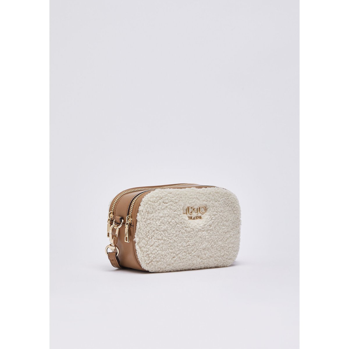 Sac bandoulière format petit en teddy crème, LIU JO