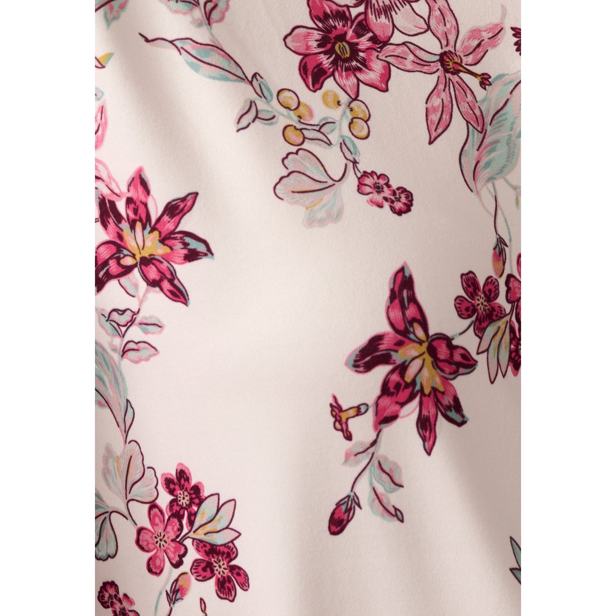 Chemisier en maille chaude marron beige fleuri, DAMART