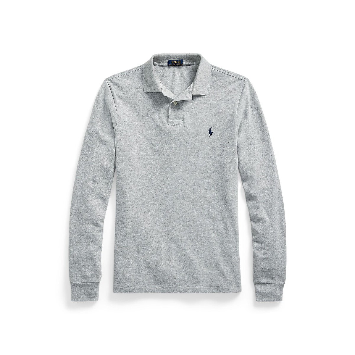 Polo taglio aderente in piqué grigio, POLO RALPH LAUREN