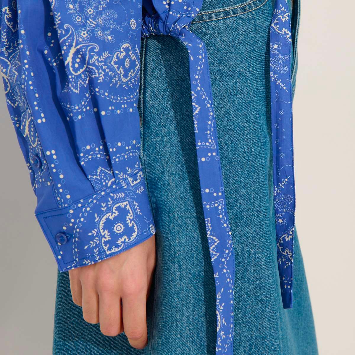 Chemise ample manches longues imprimée en coton PAIGE bleu, BENSIMON