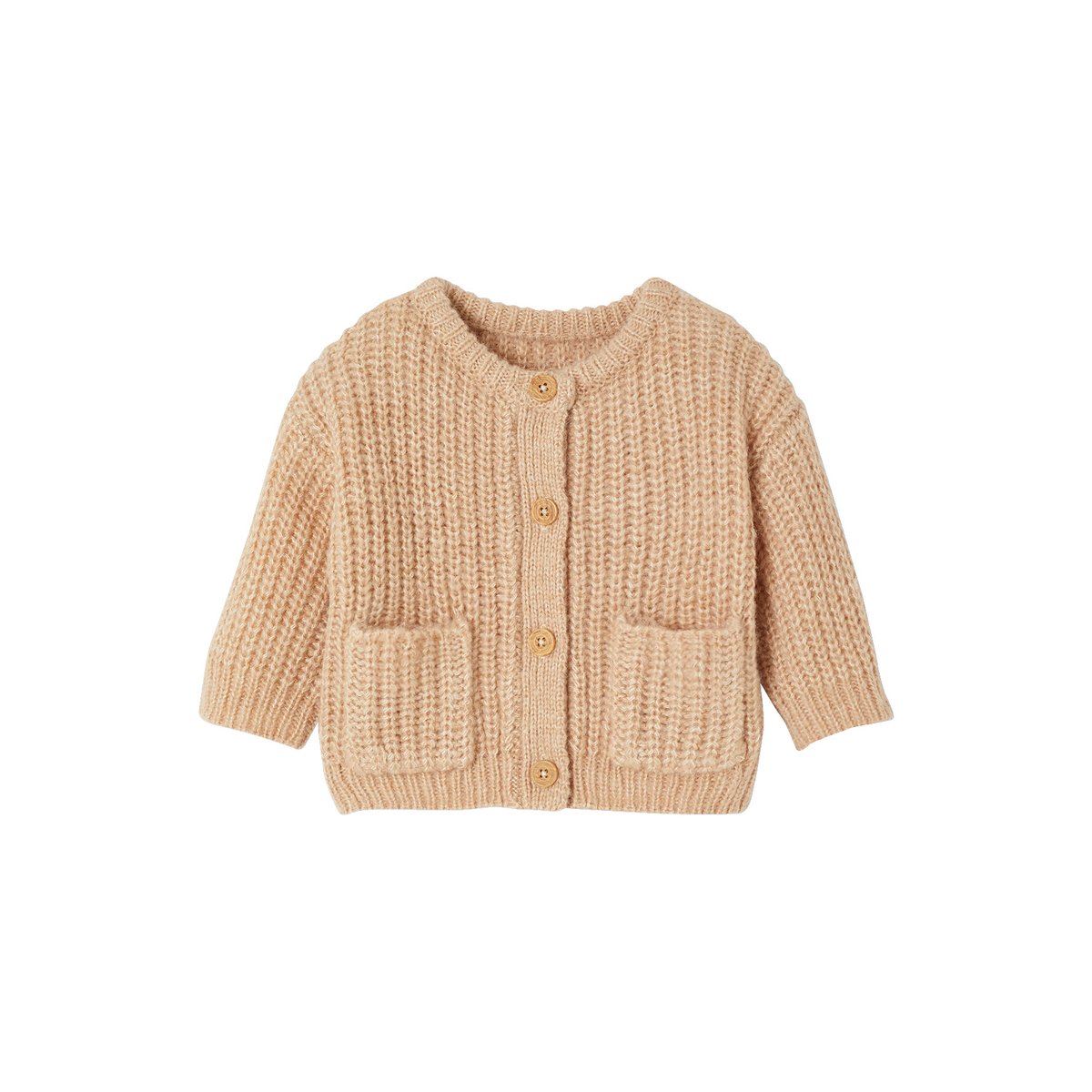 Gilet en maille grosse jauge beige chiné, VERTBAUDET