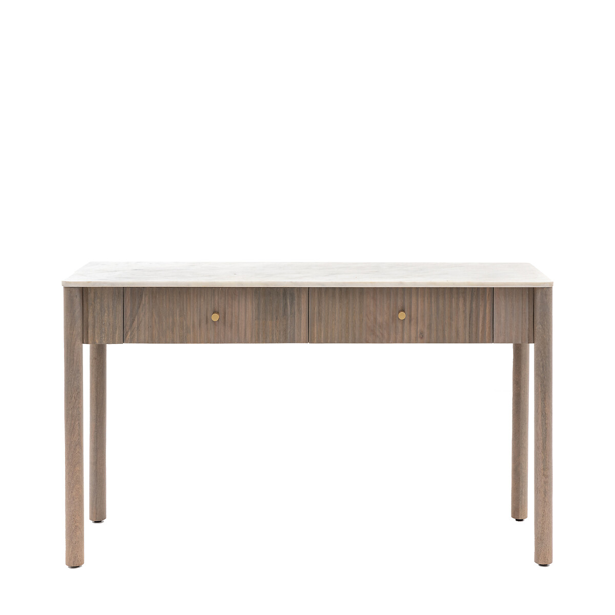 Manor Ribbed Wood 2 Drawer Console with Marble Top grey, ÉDITÉ