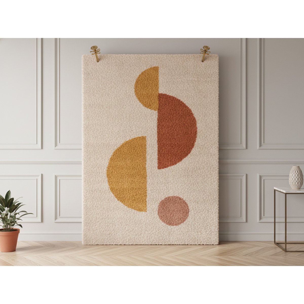 Tapis poils mi-longs style moderne, ADELINE jaune, BOBOCHIC