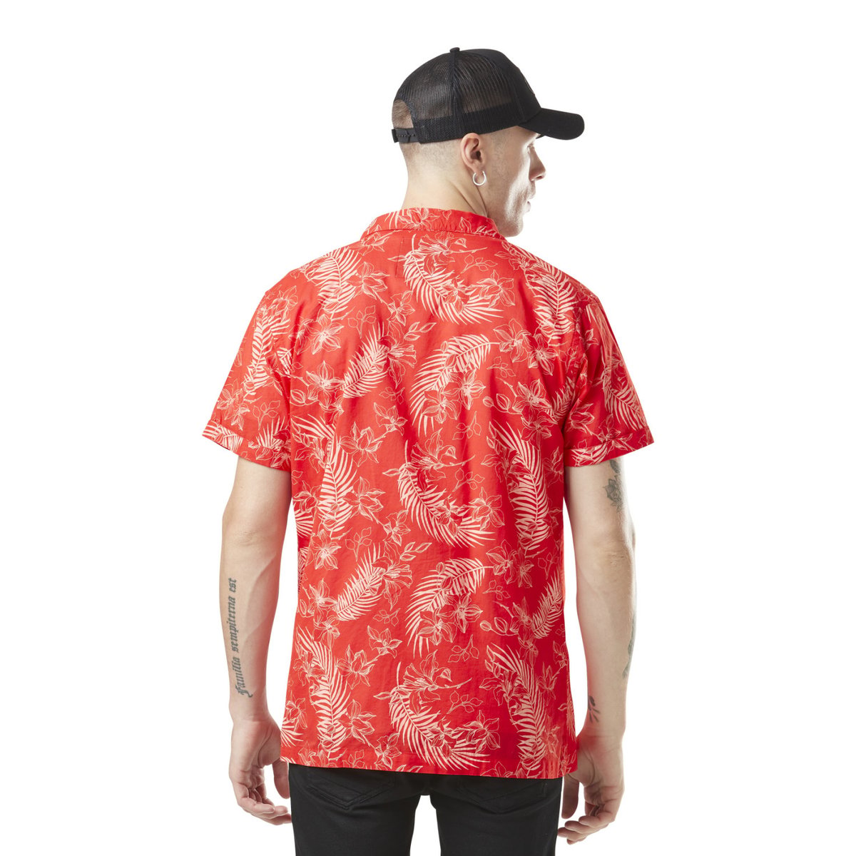 Chemise en coton Flower rouge/blanc, VON DUTCH