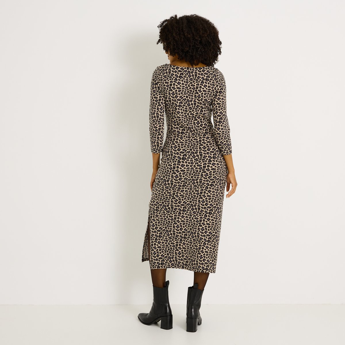 Robe longue imprimé léopard beige, GRAIN DE MALICE