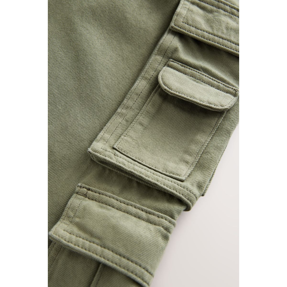 Pantalon cargo en coton sergé tissé vert kaki, NEXT
