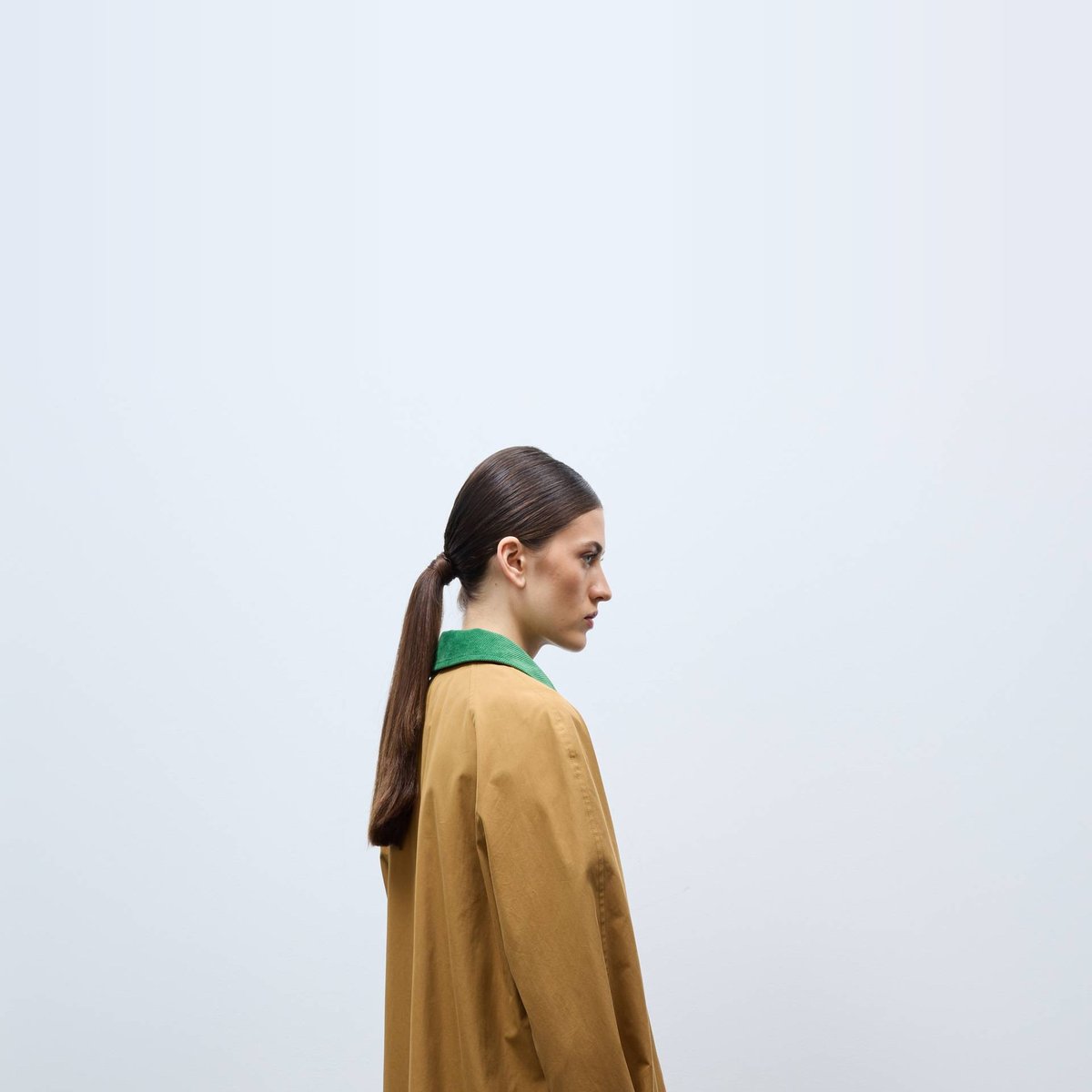 Trench long avec col en velours coloré gabardine, MONOPRIX