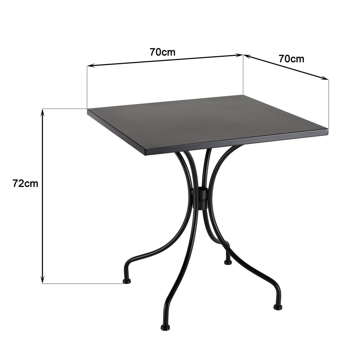 Petite table de jardin carrée 70x70 cm métal noir GIJON noir, PIER IMPORT