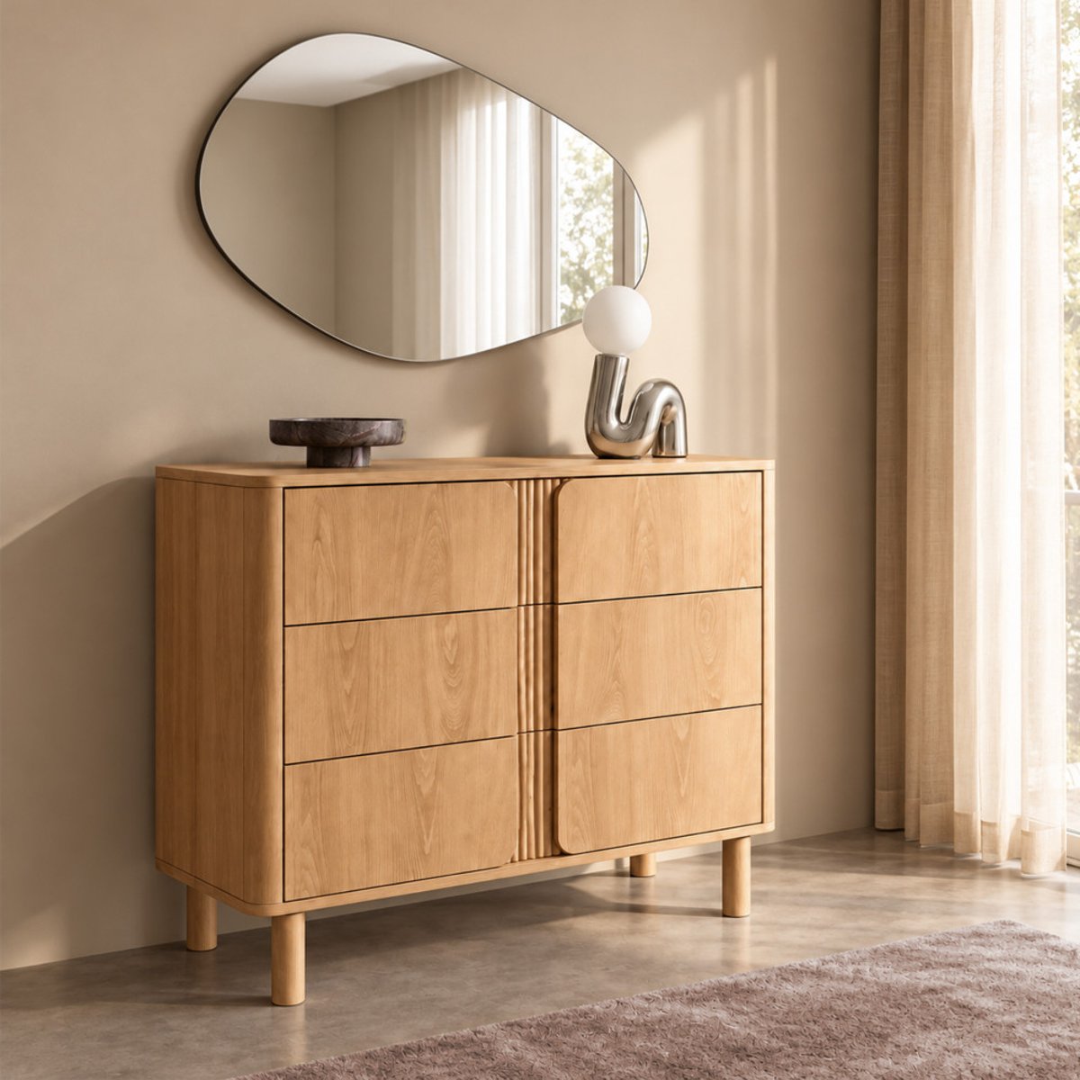 Commode 3 tiroirs en bois L80cm- NOA bois clair, DRAWER