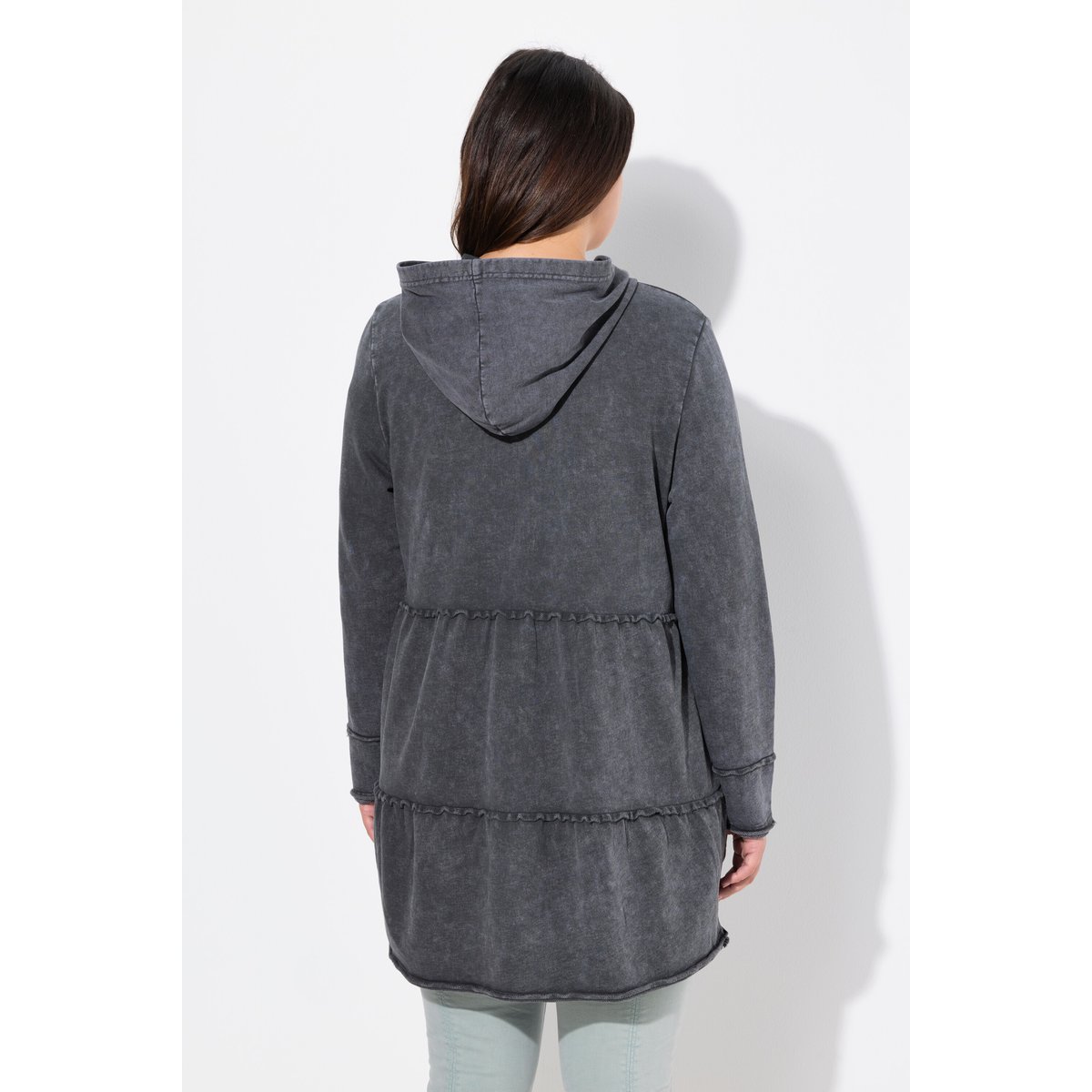 Longue veste à capuche au look vintage gris graphite, ULLA POPKEN