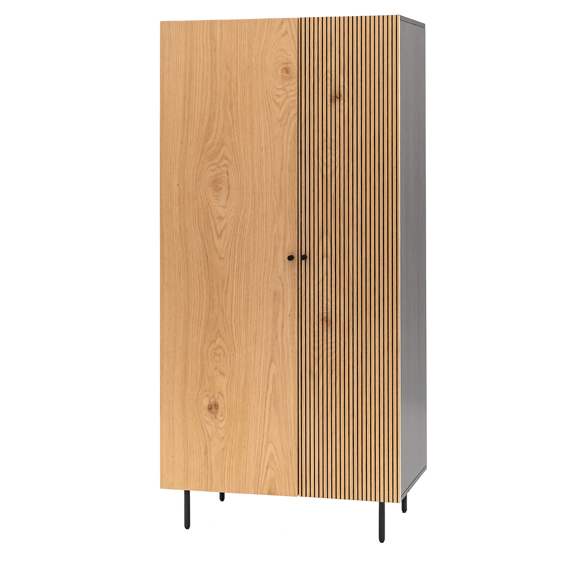 Hopewell 2 Door Oak Slatted Wardrobe natural/black, SO'HOME