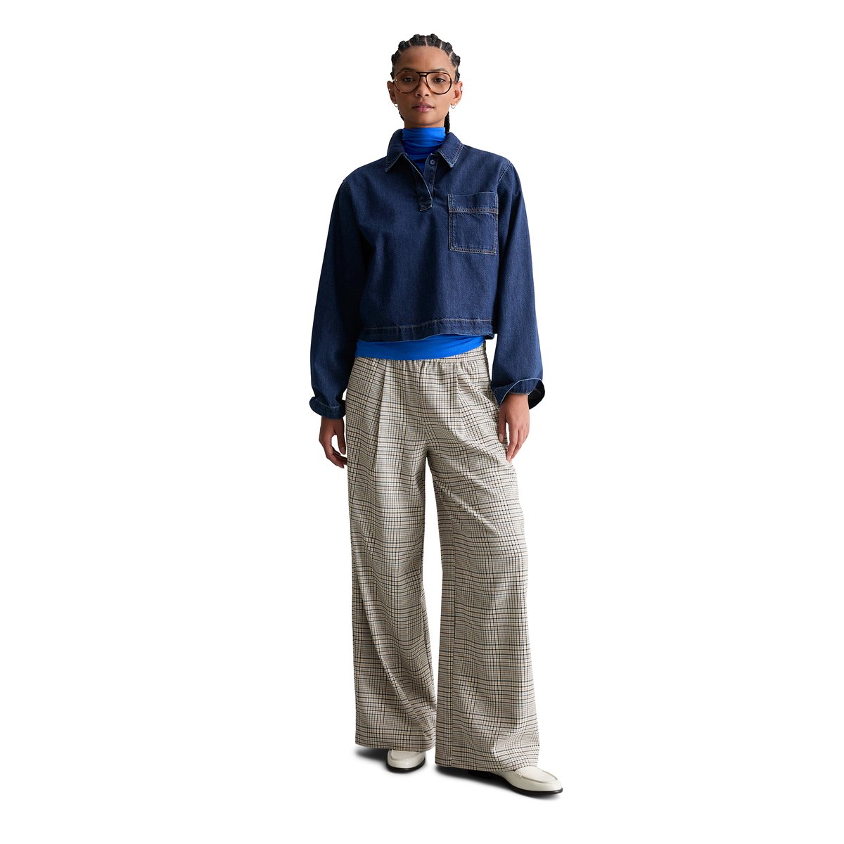 Polo en jean oversized en pur coton bio bleu fooncé, MARC O’POLO DENIM