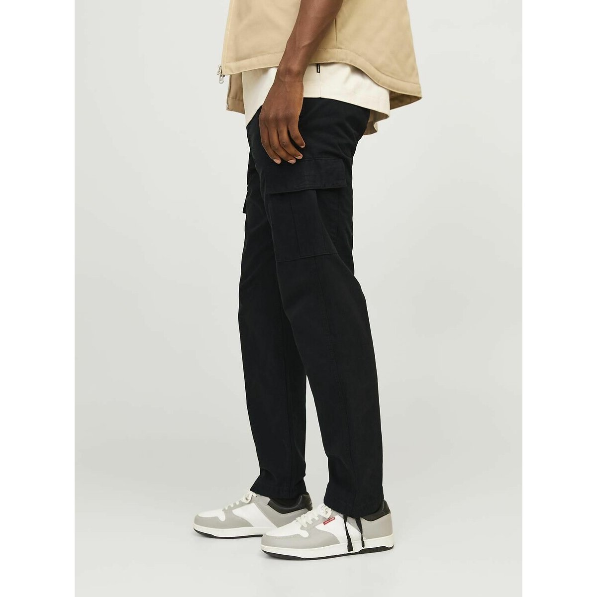 Pantalon cargo à bas ressérés noir, JACK & JONES