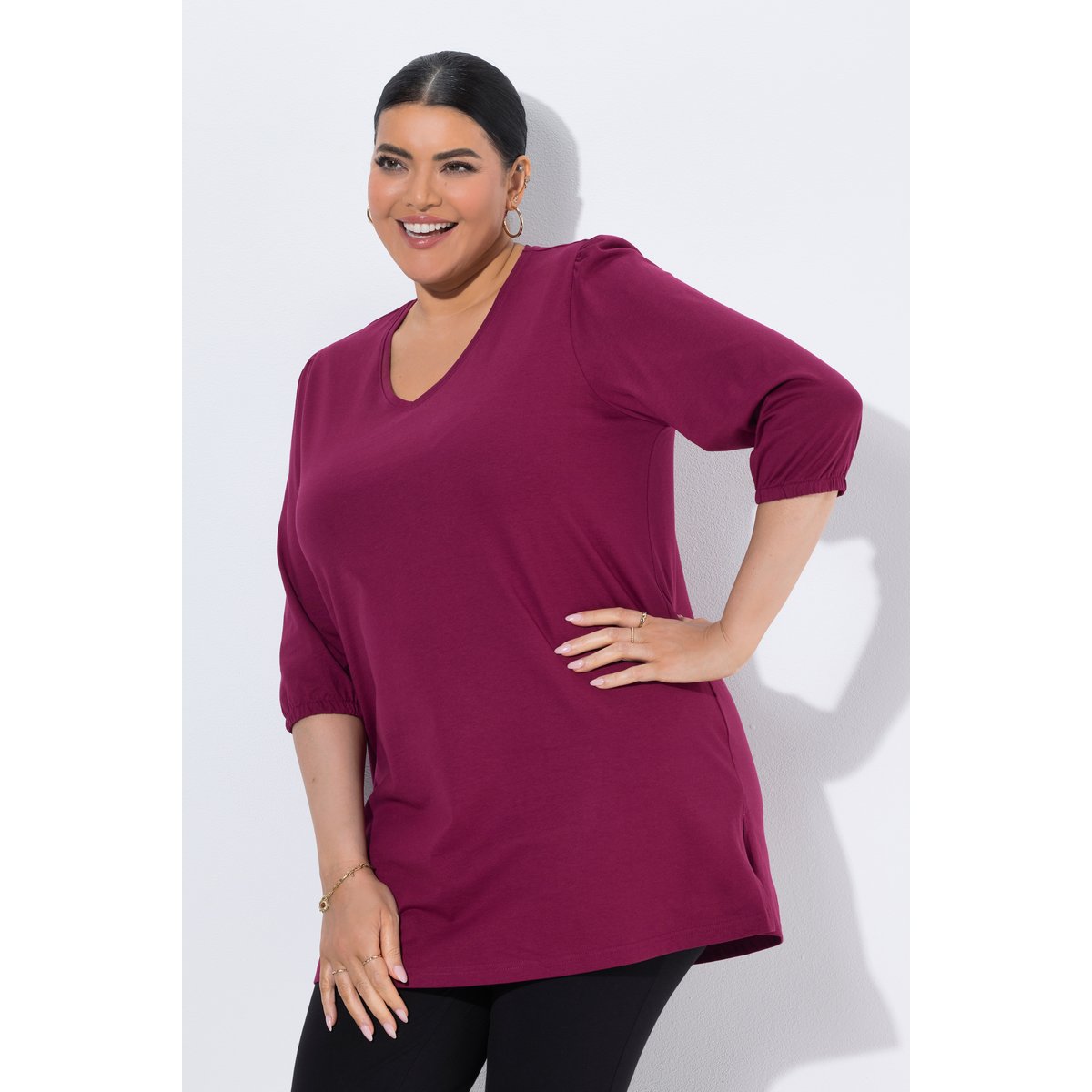 T-shirt long violet, ULLA POPKEN