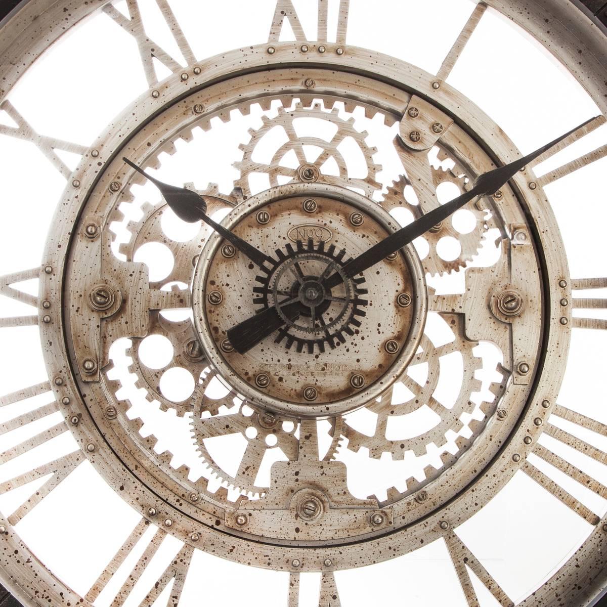 Horloge mécanique rouages apparents IVY noir, ATMOSPHERA