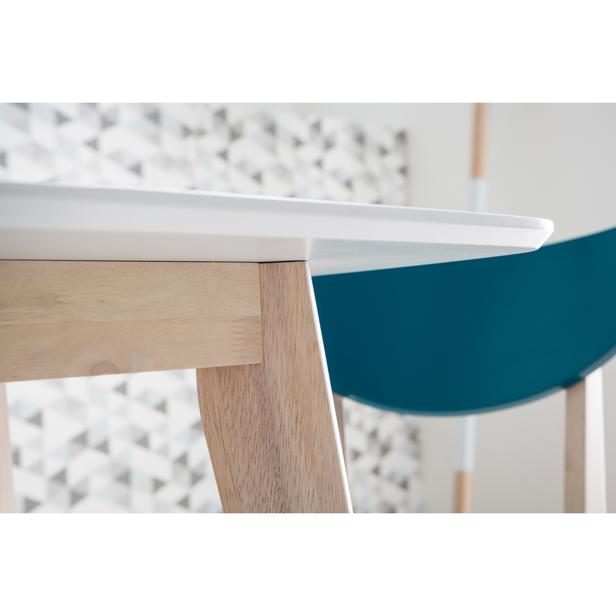 Table à manger design blanc et bois clair L120 cm LEENA blanc, MILIBOO