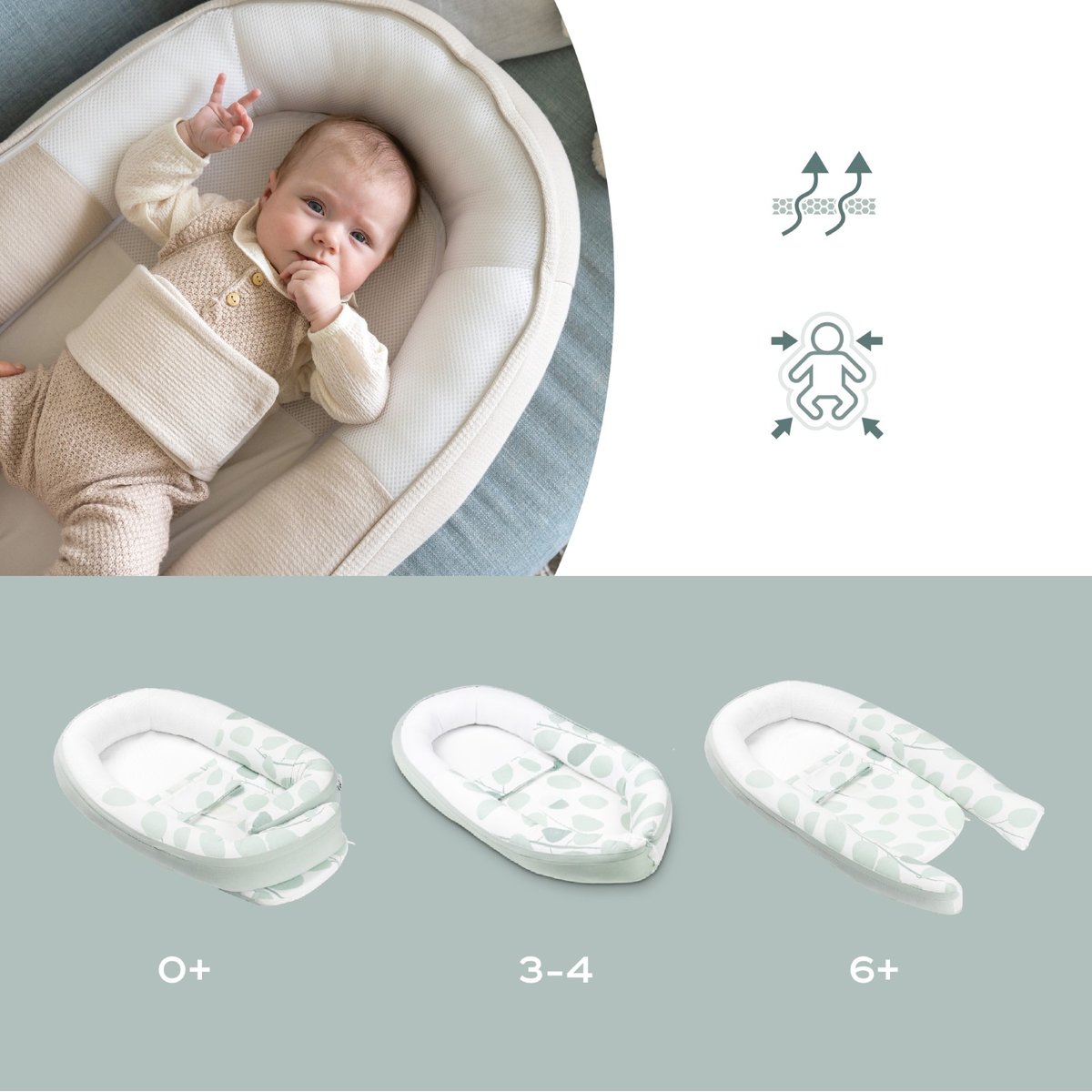 Réducteur nouveau-né évolutif et respirant beige, BABYMOOV