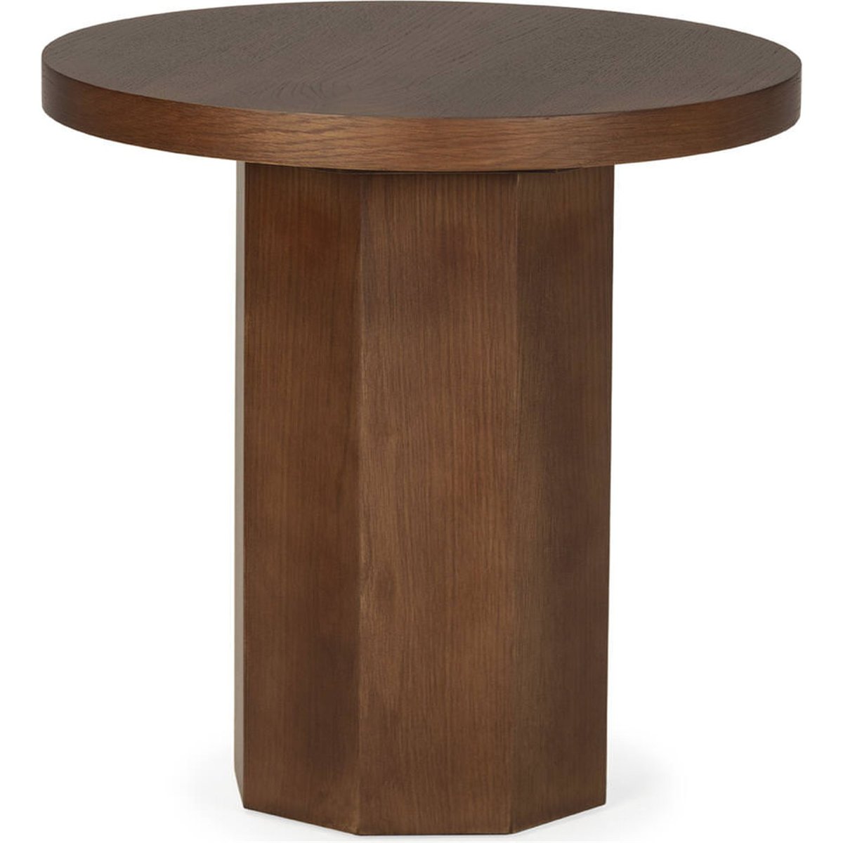 Table d'appoint ronde, Placage de chêne noyer, RECOLLECTION