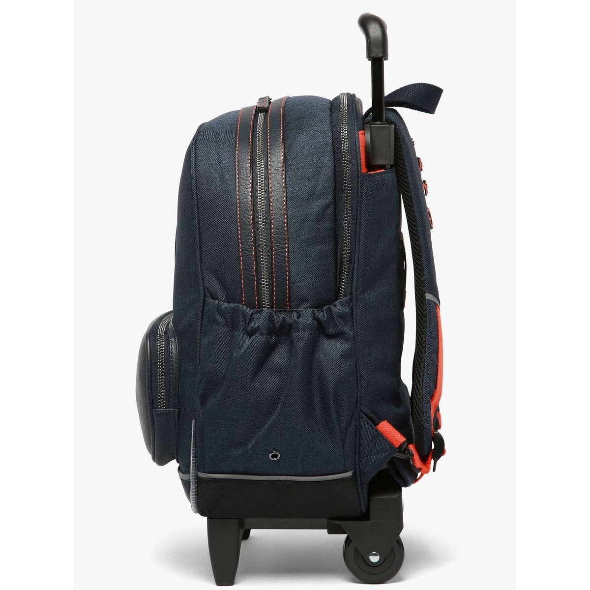 Sac a dos à roulettes 2 compartiments navy orange stitchin, CAMELEON