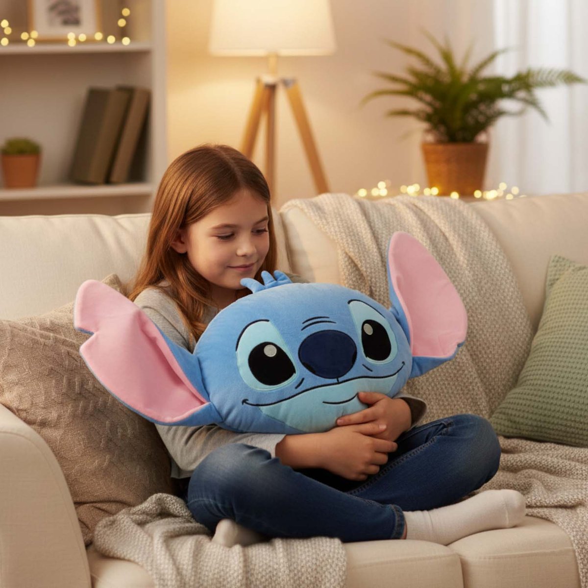 Coussin 3D Stitch joyeux, DISNEY STITCH bleu, STITCH