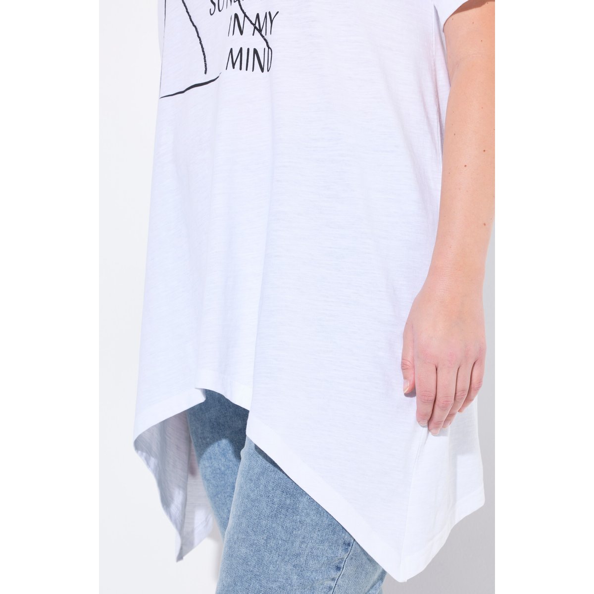 T-shirt, soleil, col rond, manches courtes blanc cassé, ULLA POPKEN