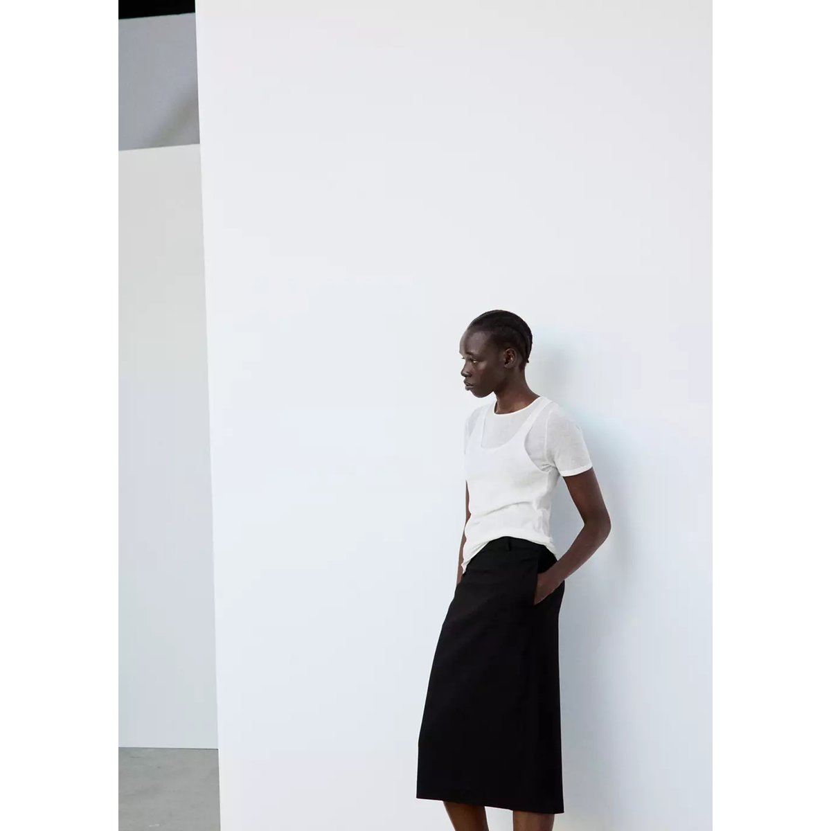 Superposition en jersey maille blanc, MANGO