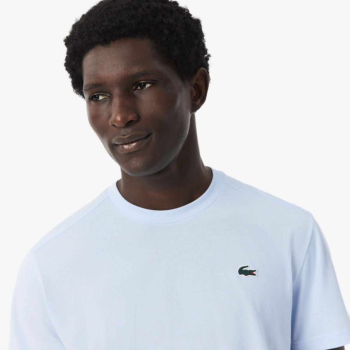 T-shirt manches courtes, col rond bleu clair, LACOSTE